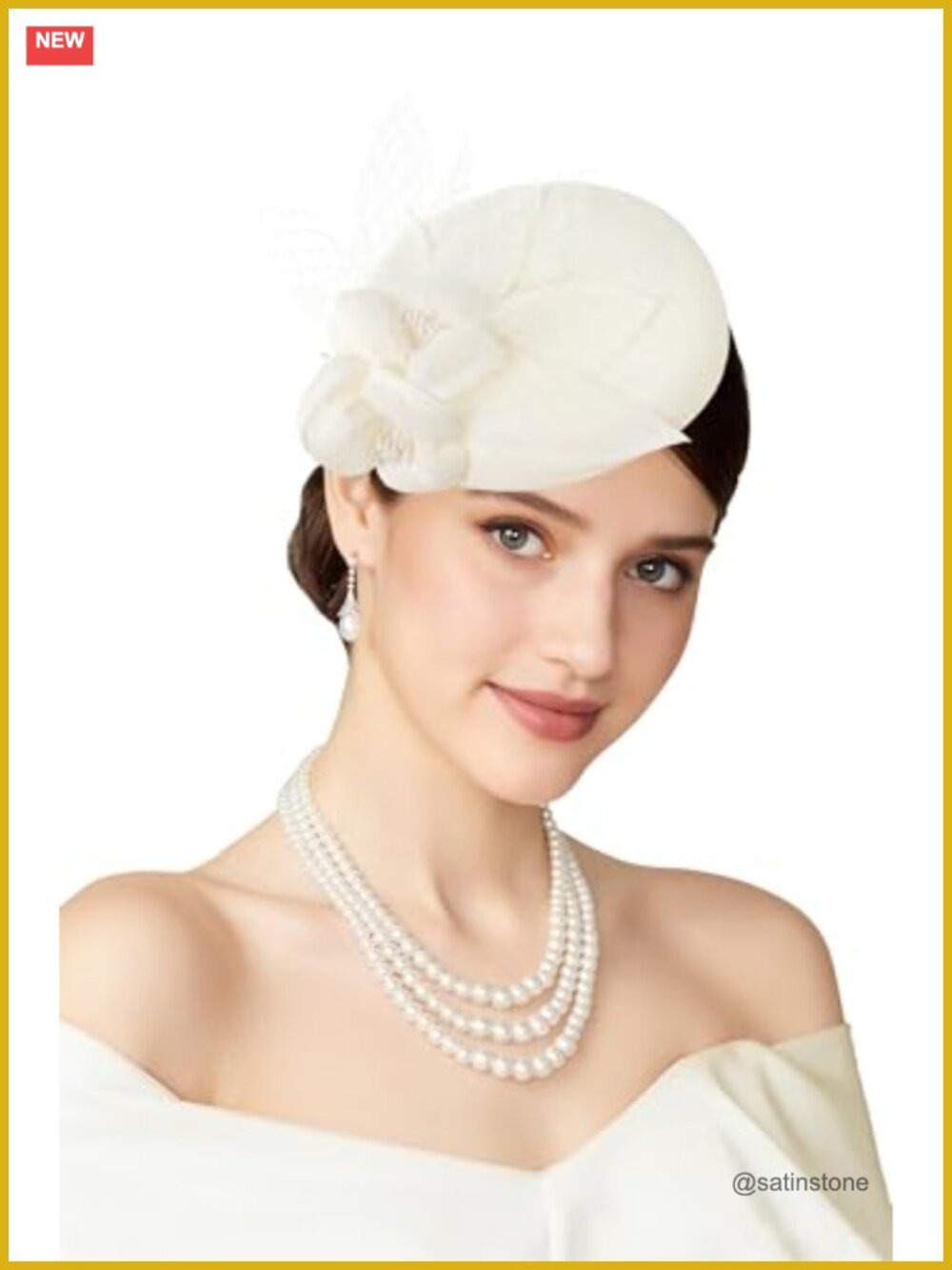 Sinamay Pillbox Fascinator Hat with Floral Beads Derby